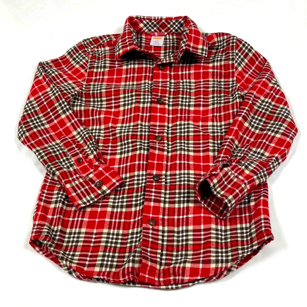 Gymboree boys long sleeve button down flannel plaid shirt size 7